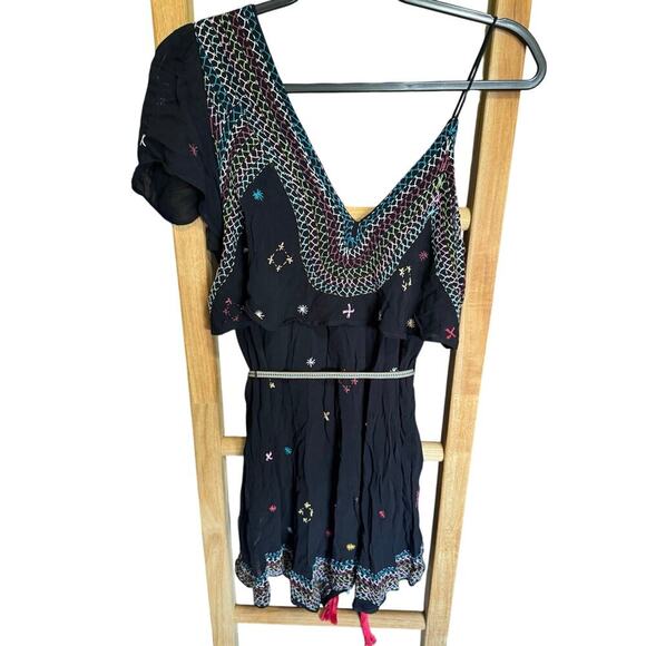 Free People These Eyes Together Dress One Shoulder Embroidery Detail Size Medium - Picture 8 of 14